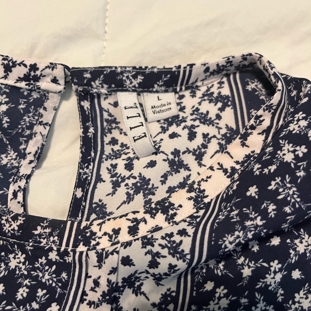 ELLE Navy Floral Blouse